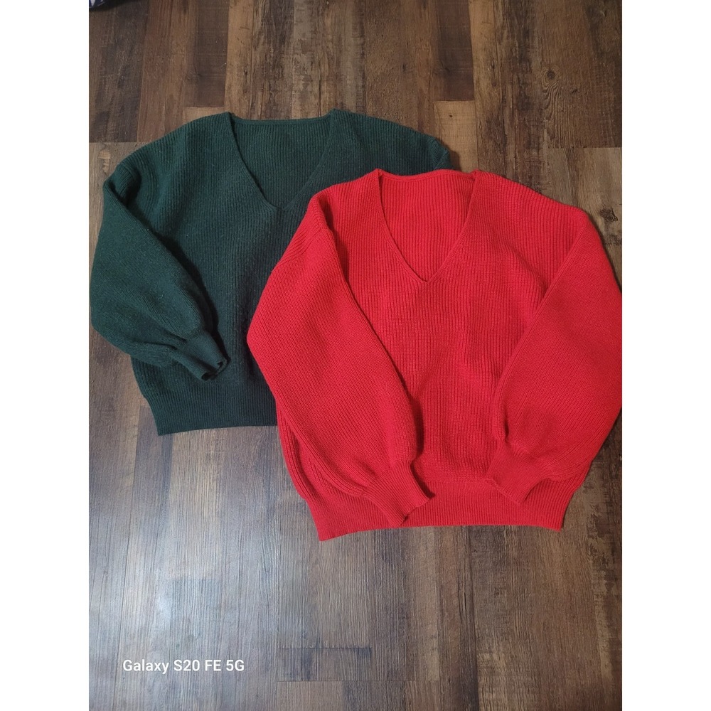 Cozy Knit Pullover 2 Piece Holiday Bundle Chunky Womens M Festive Sweaters